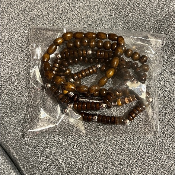 Handmade wooden beads stretch bracelets Set of 5, NEW! - Picture 5 of 5